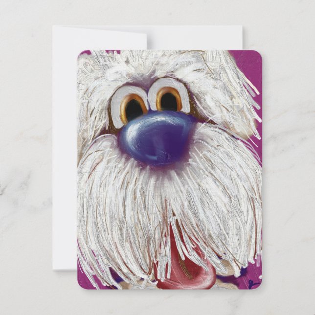 Cartão Postal Pintado com Cachorro Feliz e Ansioso (Frente)