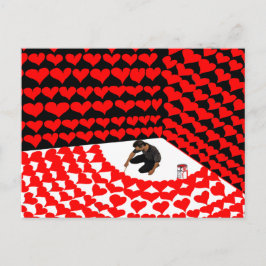 Cartão Postal Pintar-se em um canto com corações vermelhos por a