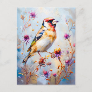 Cartão Postal Pintassilgo em Voo, Estilo Impressionista