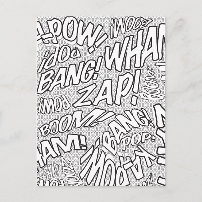 Cartão Postal Pinte-me Diversão Arte Pop de Quadrinhos Retrô (Frente)