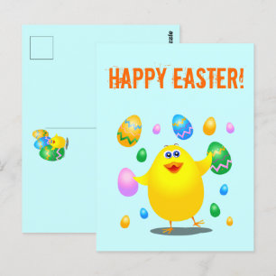 Cartão Postal pintinho engraçado páscoa