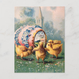 Cartão Postal Pintinhos de Páscoa Vintage
