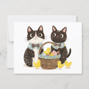 Cartão Postal Pintinhos para bebês Páscoas de Gatos de páscoa