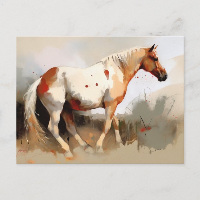 Cartão Postal Pinto Horse Watercolor (Frente)