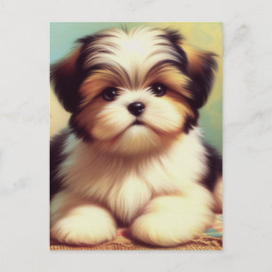 Cartão Postal Pintor Cute Shih-Tzu