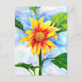 Cartão Postal Pintor de girassol de aquarela floral amarelo