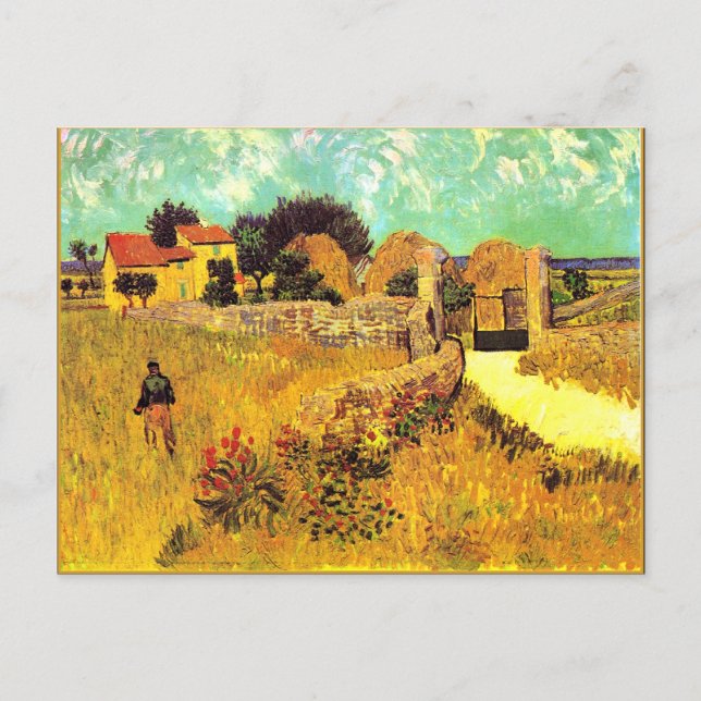 Cartão Postal Pintor famoso Van Gogh, Farmhouse em Provença (Frente)