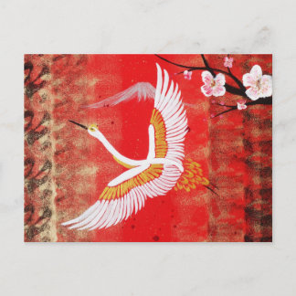 Cartão Postal Pintor vermelho sakura japonês