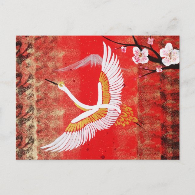 Cartão Postal Pintor vermelho sakura japonês (Frente)