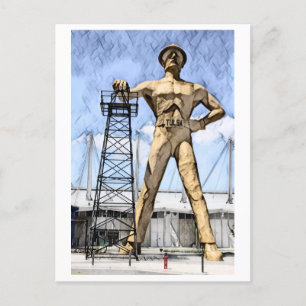Cartão Postal Pintura a aquarela da estátua do Driller de Ouro d