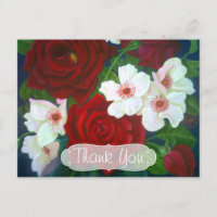 Pintura a óleo de flor de rosa vermelha obrigado