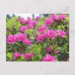 Cartão Postal Pintura a óleo de rododendro rosa alpino