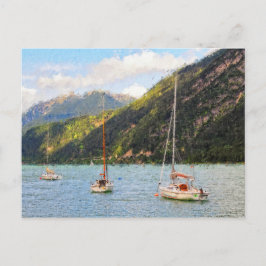 Cartão Postal Pintura a óleo do lago Achensee na Áustria Tirol B