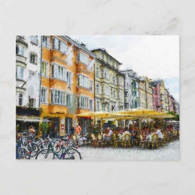 Cartão Postal Pintura a óleo do Tirol Innsbruck Cityscape (Frente)