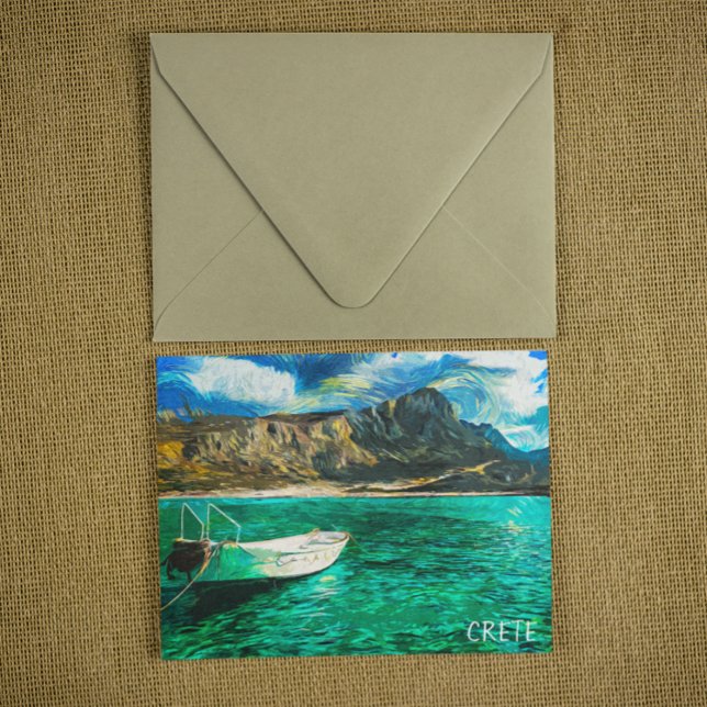 Cartão Postal Pintura a óleo no oceano de Grécia (crete greece oil painting postcard)