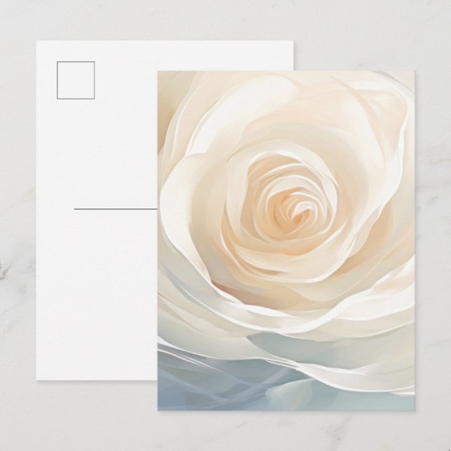 Cartão Postal Pintura abstrata de flores de rosa branca (Frente/Verso)