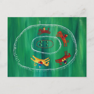 Cartão Postal Pintura Acrílica Arte Contemporânea Corrida de Cav