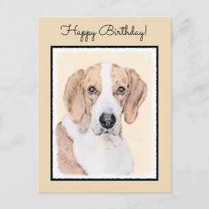 Cartão Postal Pintura Americana de Foxhound - Arte Cachorra Orig