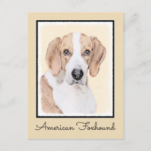 Cartão Postal Pintura Americana de Foxhound - Arte Cachorra Orig