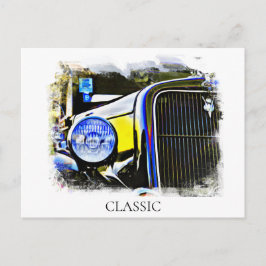 Cartão Postal *~* Pintura Antiga Clássica Vintage de Carro Forte