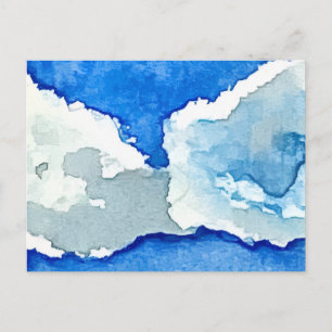 Cartão Postal Pintura aquarela de duas nuvens