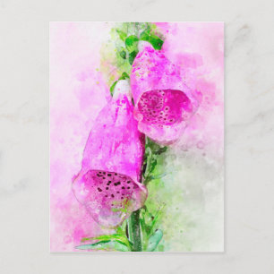 Cartão Postal Pintura aquosa de foxglove em flor