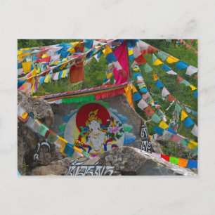 Cartão Postal Pintura Budista em Rochas