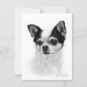 Cartão Postal Pintura Chihuahua "Pensiva" ganhadora de Prêmios