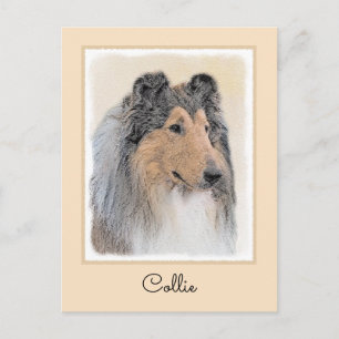 Cartão Postal Pintura Collie (Rough) - Arte Cachorra Original