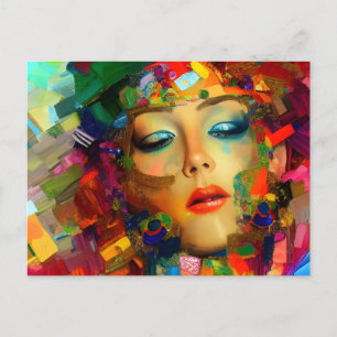 Cartão Postal Pintura Colorida de Mulher