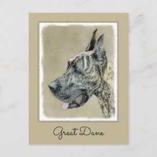 Cartão Postal Pintura com o Grande Dane (Brindle) - Arte Canina 