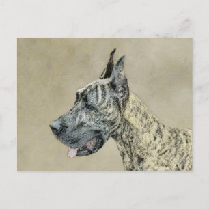 Cartão Postal Pintura com o Grande Dane (Brindle) - Arte Canina