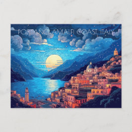Cartão Postal Pintura costeira de Positano Amalfi, Itália, Viage