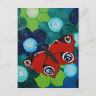 Cartão Postal Pintura da Borboleta de Peacock