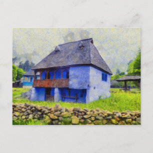 Cartão Postal Pintura da casa azul