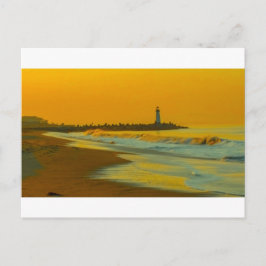 Cartão Postal Pintura da Casa de Luz da Hora Dourada Arte Costei