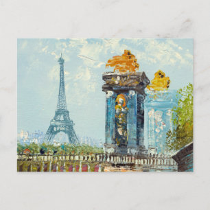 Cartão Postal Pintura Da Cena Da Torre Eiffel De Paris