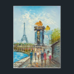 Cartão Postal Pintura Da Cena Da Torre Eiffel De Paris<br><div class="desc">Uma pintura de Polo.</div>