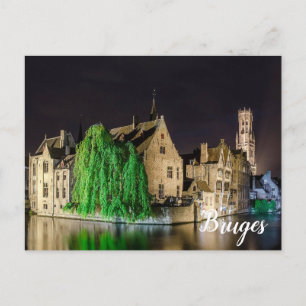 Cartão Postal Pintura da cidade antiga de Bruges e da torre de B