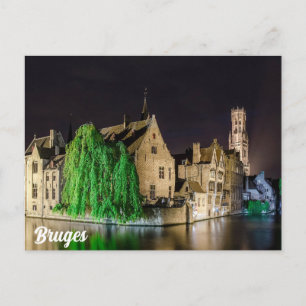 Cartão Postal Pintura da cidade antiga de Bruges e da torre de B