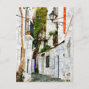 Cartão Postal Pintura da cidade de Cadaques na Espanha, viagem