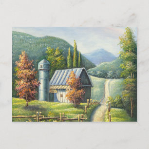 Cartão Postal Pintura Da Estrada De Camisa Fazenda No Final Do V