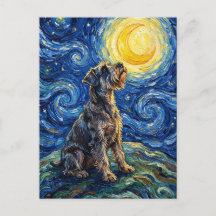 Pintura da Noite Estrelada com Schnauzer