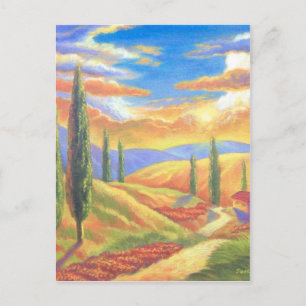 Cartão Postal Pintura da Paisagem da Toscana - Multi