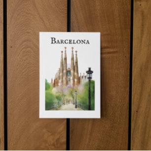 Cartão Postal Pintura da Sagrada Família de Barcelona