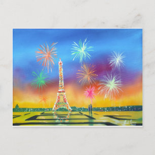 Cartão Postal Pintura da Torre Eiffel em Paris