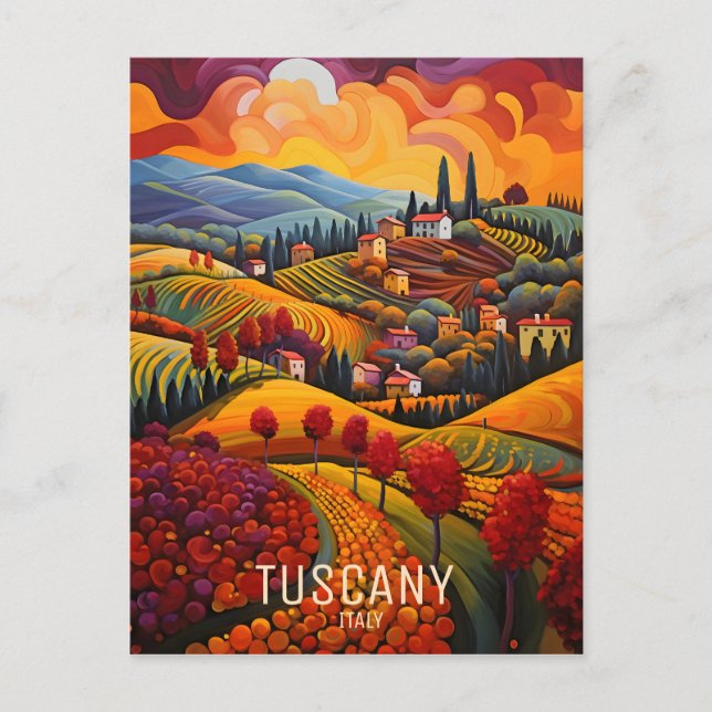 Cartão Postal Pintura da Toscana no outono | Itália Viagem | Art (Frente)