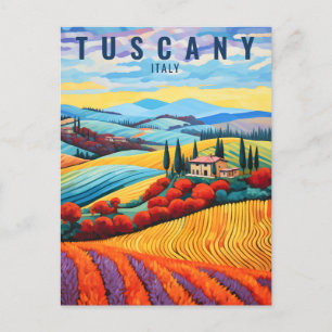 Cartão Postal Pintura da Toscana no Sunset   Itália Viagem   Art