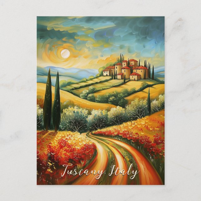 Cartão Postal Pintura da Toscana no Vale do Flor | Itália Viagem (Frente)