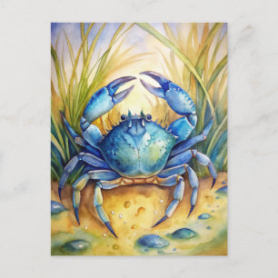 Cartão Postal Pintura da Vida Oceânica da Praia Costeira do Cara